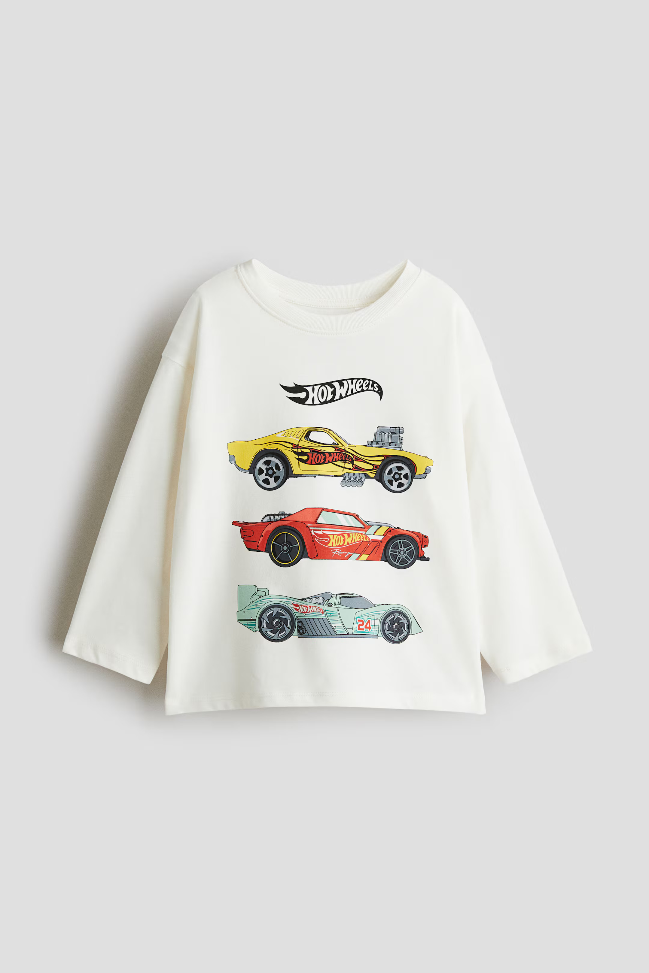Long-Sleeved T-shirt - White/Hot Wheels - Kids | H&M US | H&M (US + CA)