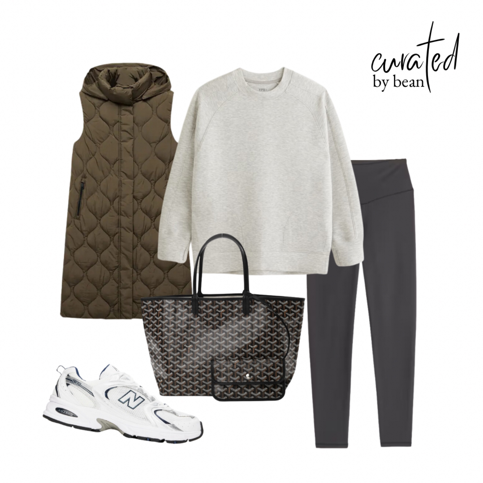 Athleisure, travel outfit, relaxed outfit, leggings, puffy puffer Down vest, sneakers, dad sneakers white sneakers

#LTKSeasonal