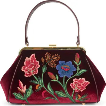 Frame Floral Embroidered Velvet Shoulder Bag | Nordstrom