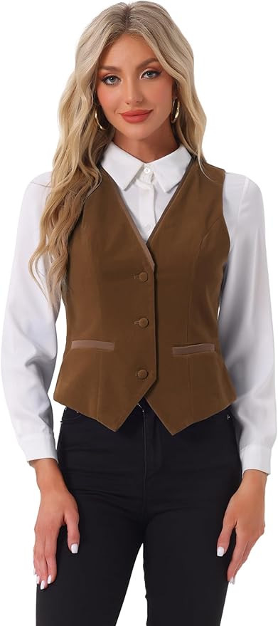 Allegra K Waistcoat for Women's Steampunk Velvet Vintage 2025 Sleeveless Blazer Dressy Suit Vests | Amazon (US)