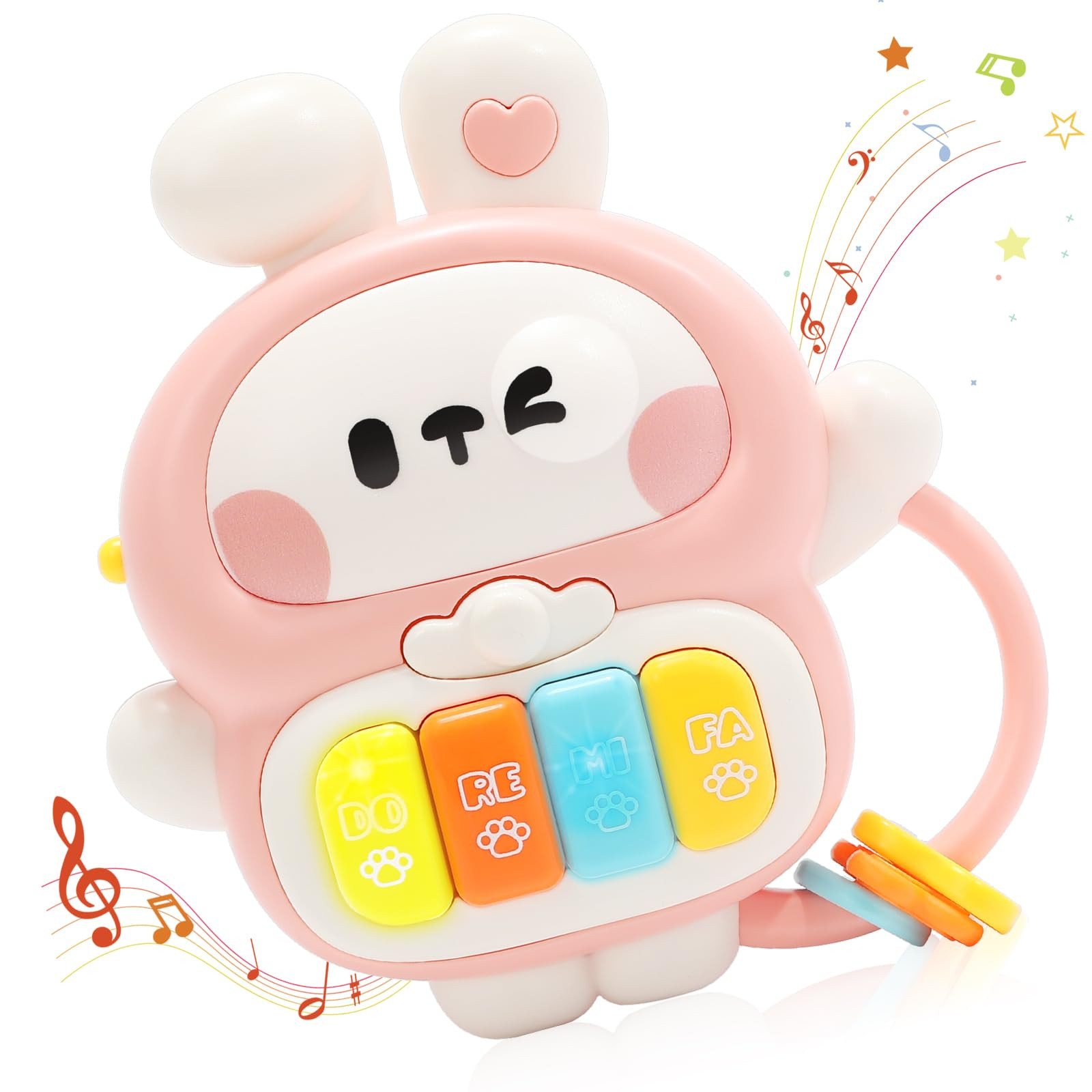 Baby Musical Toys 6-12 Months, Rabbit Piano for Baby Musical Toys for Toddlers 1-3, Busy Board with Music & Light, Birthday Toy for Infant Toddler 1 Year Old Boy Girl Gifts (Pink) | Amazon (US)