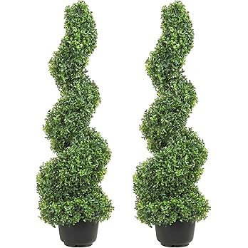 VEVOR Artificial Boxwood Spiral Topiary Trees, 3ft 2PCS ,Elevate Your Entryway with Spiral Elegan... | Amazon (US)