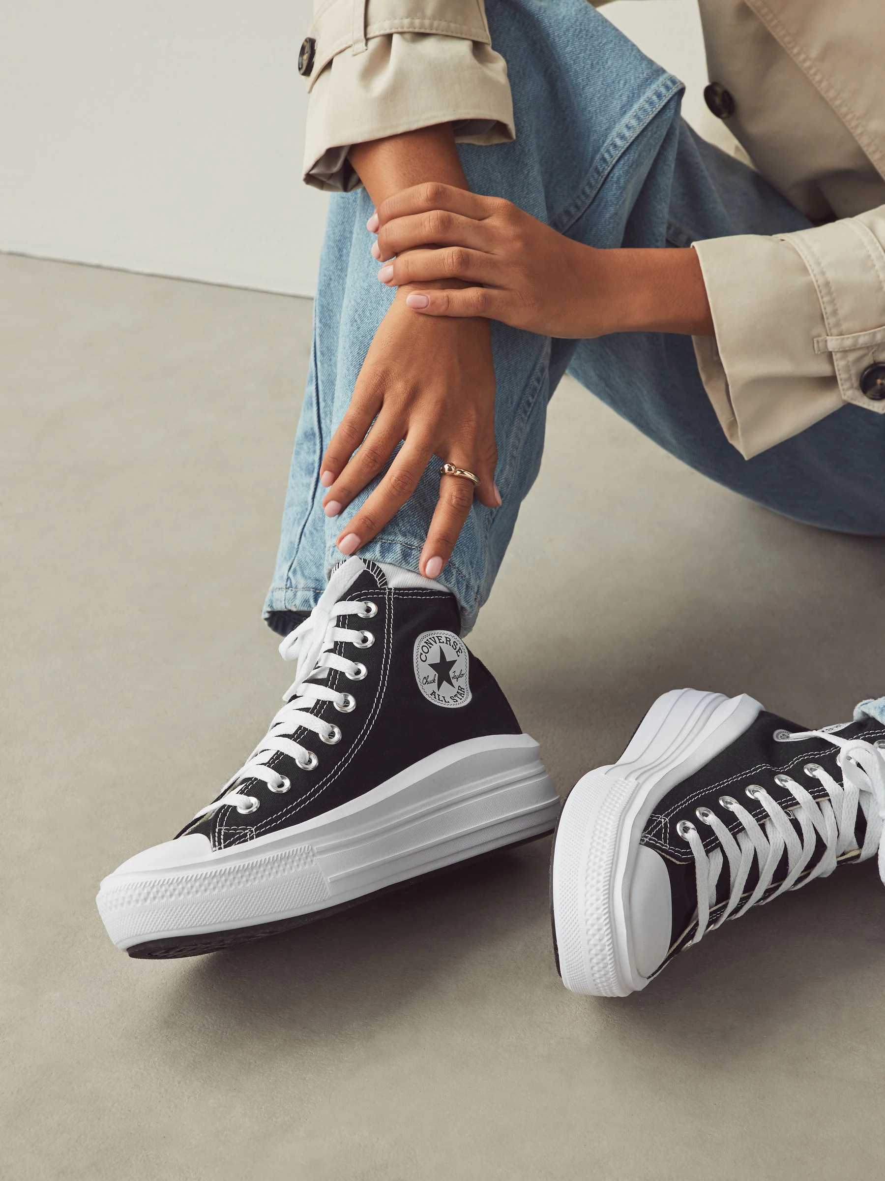 Converse Converse Black Move Platform High Top Trainers | Next US