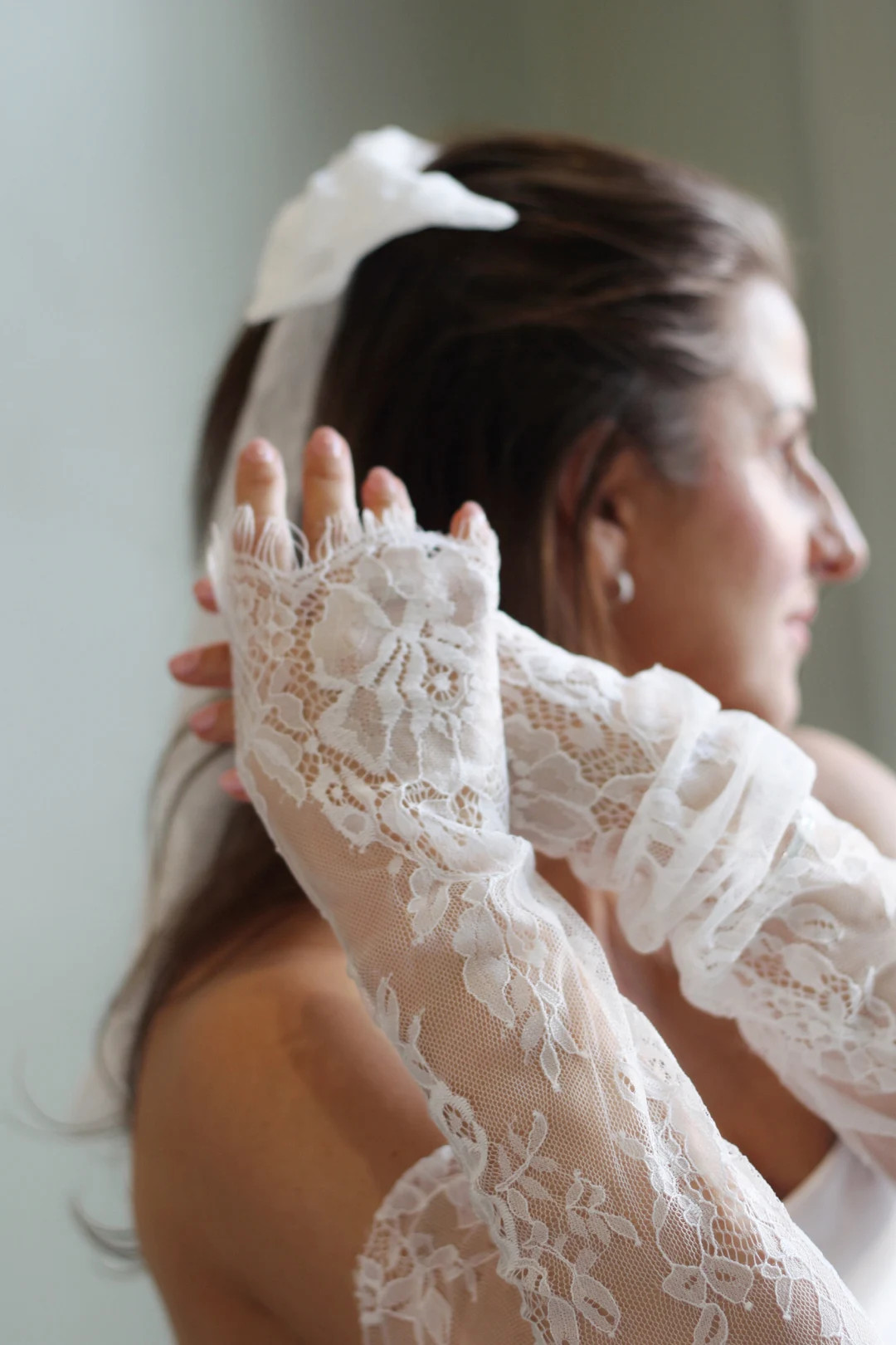 Detachable lace wedding sleeves, White fingerless French lace gloves, Detachable Lace Wedding Glo... | Etsy (US)