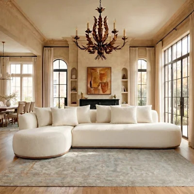 Curved Cloud Sectional 134.63" Boucle Foam Sofa | Wayfair North America