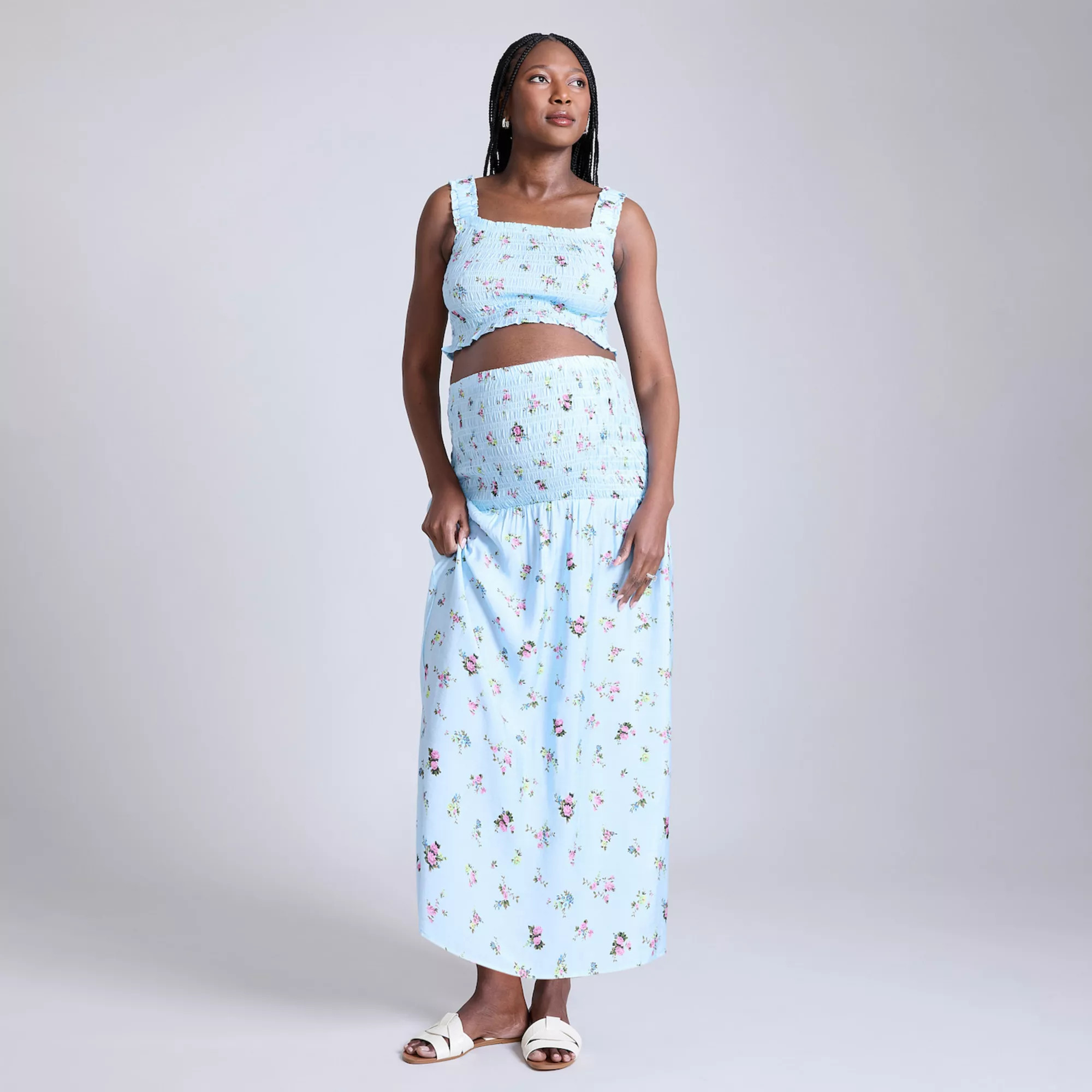 Maternity Motherhood® 2-pc. Smocked Crop Top & Maxi Skirt Set | Kohl's