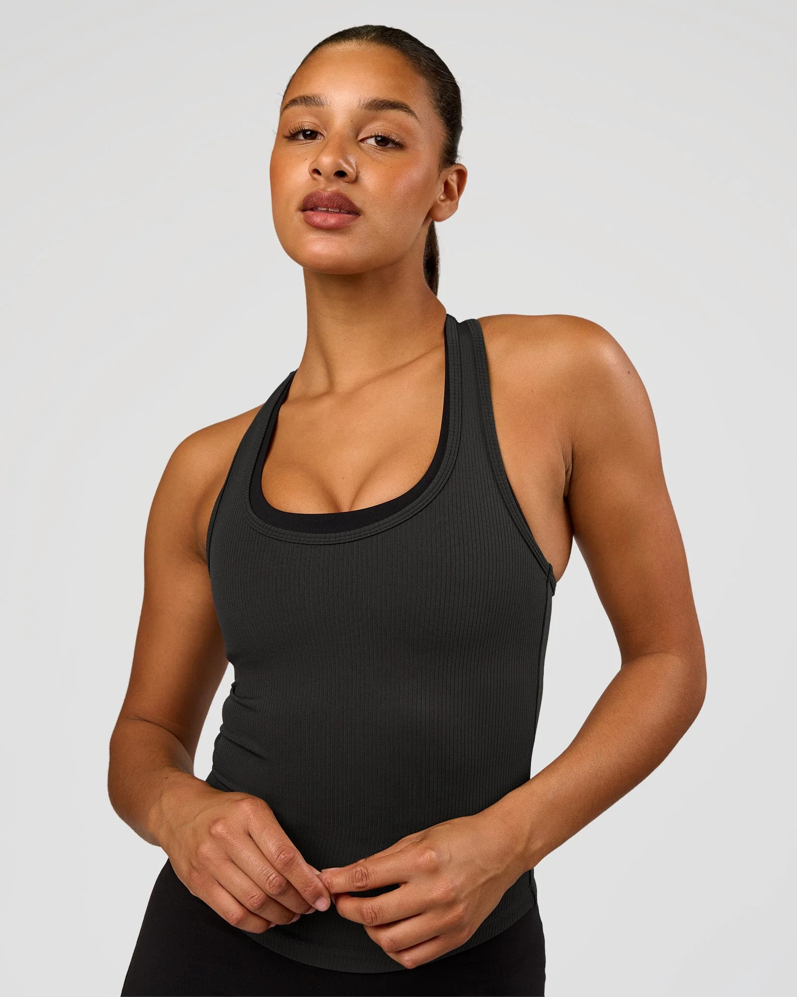 Flow Rib Scoop Neck Tank - Onyx | LSKD | LSKD
