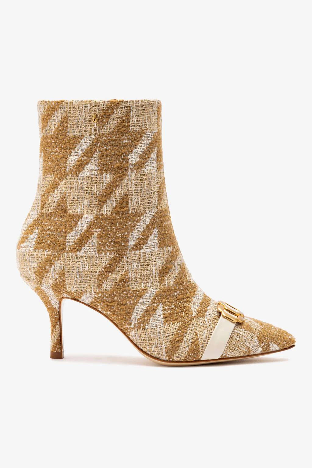 Mini Kate Boot In Latte Houndstooth Fabric | Larroude