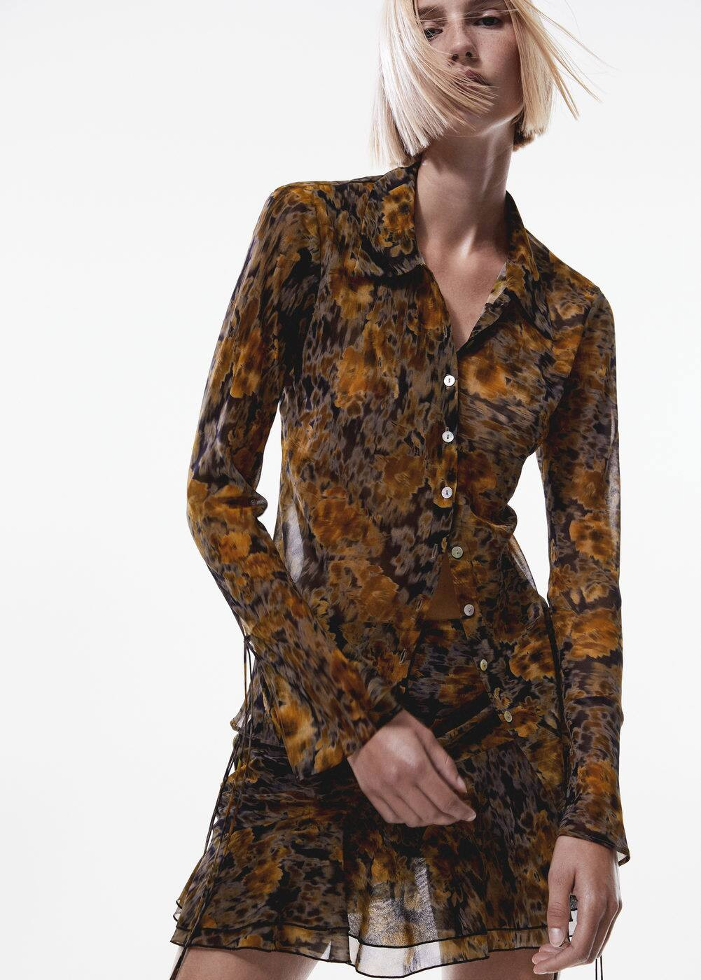 Semi-transparent printed skirt -  Women | Mango USA | MANGO (US)