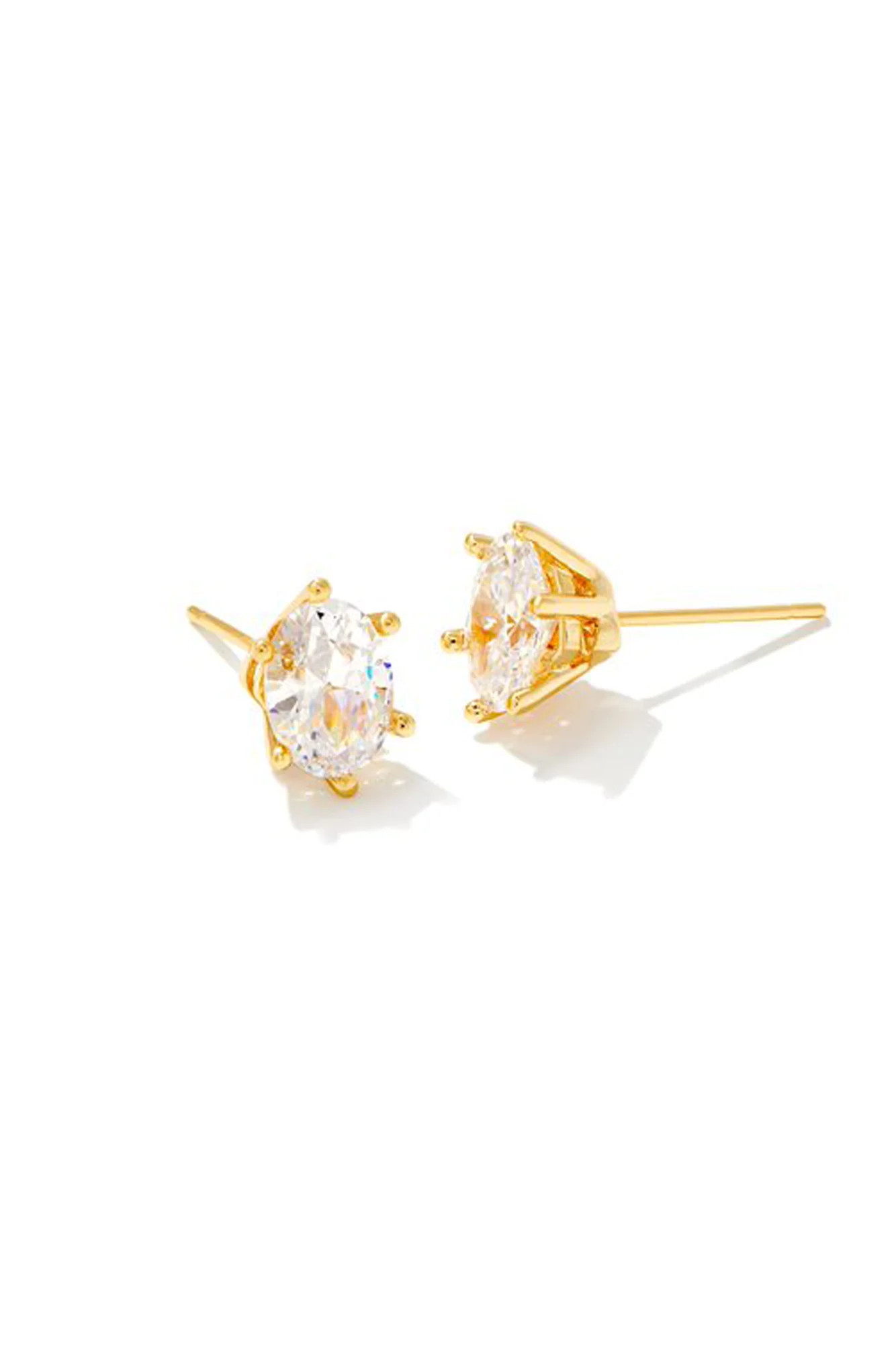 KENDRA SCOTT Cailin Crystal Stud Earrings Gold Metal White | Hello Molly (US)