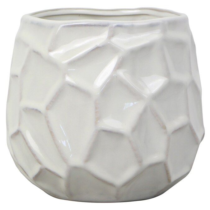 allen + roth 2.325-Quart White Ceramic Planter with Drainage Holes | Lowe's