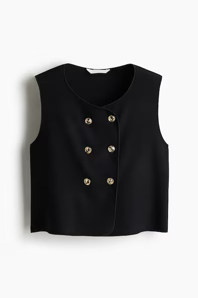 H & M - Double-Breasted Vest - Black | H&M (US + CA)
