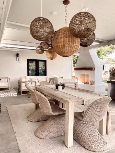 Outdoor pendant lights and dining chairs are on sale 25-30 off during the MDW sales 
Chairs are very comfortable, and sturdy. 

#LTKHome