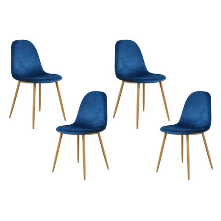 Best Master Furniture Morgan Velvet Side Chairs-Set of 4, Blue | Walmart (US)