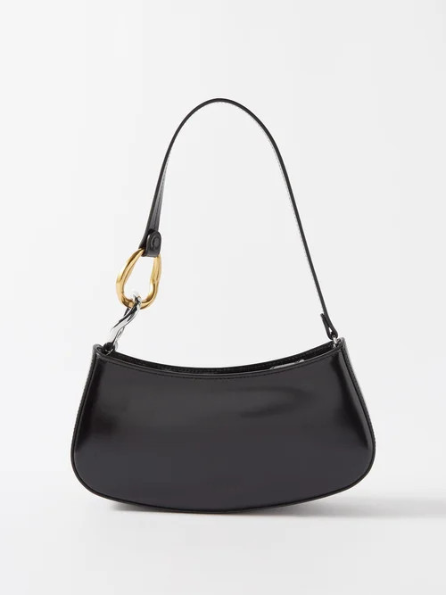 Staud - Ollie Polished-leather Shoulder Bag - Womens - Black | Matches (US)