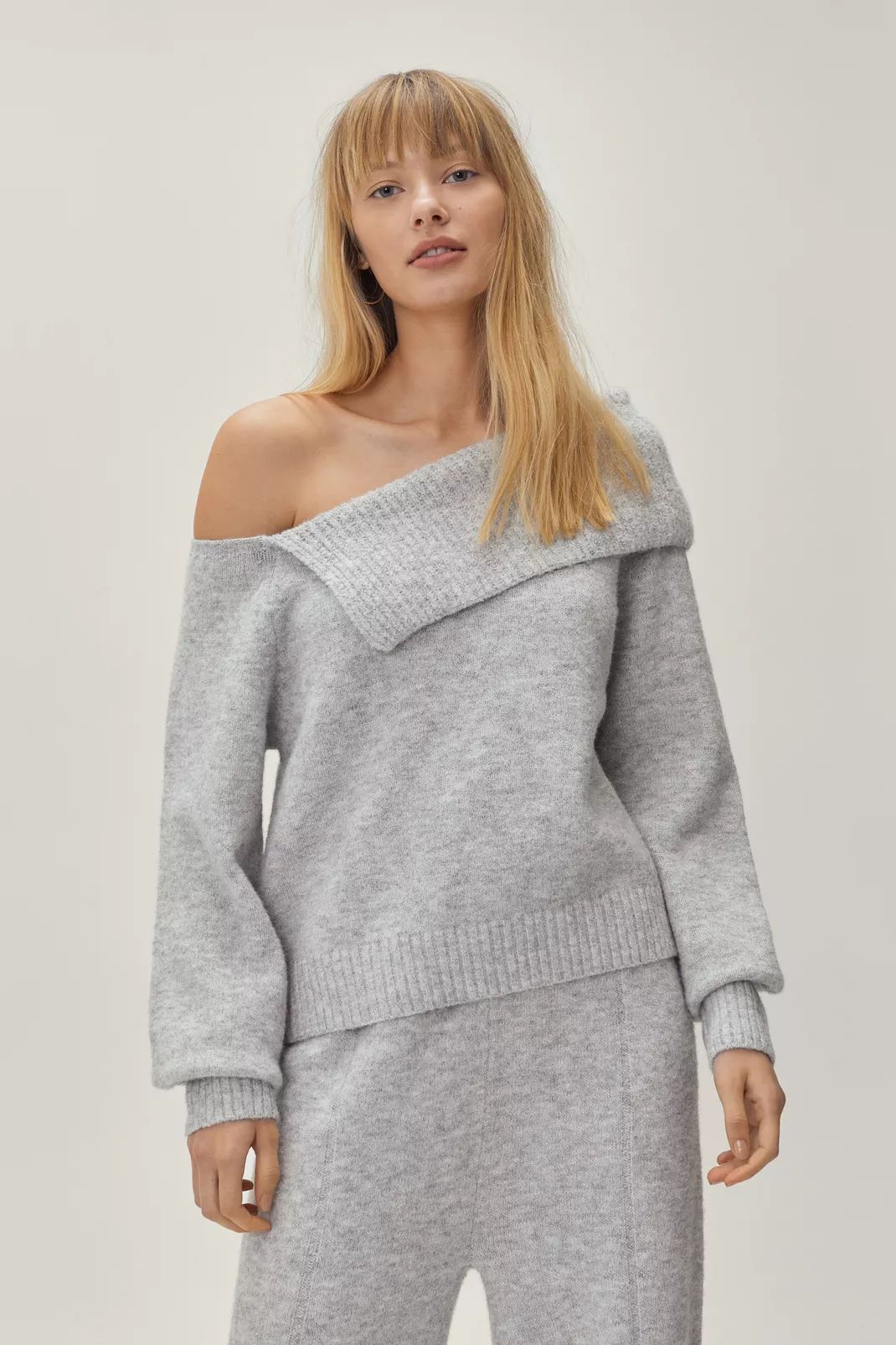 Recycled Knitted Fold Over Long Sleeve Jumper | Nasty Gal (US)