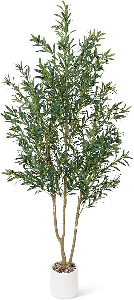 Sillaff Olive Tree 6FT Fake Tree Faux Plants Indoor with Pot Artificial Tree Nearly Natural Olive... | Amazon (US)