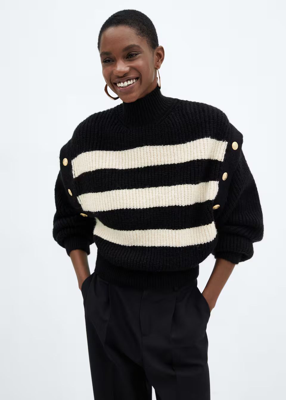 Buttoned striped sweater | MANGO (US)