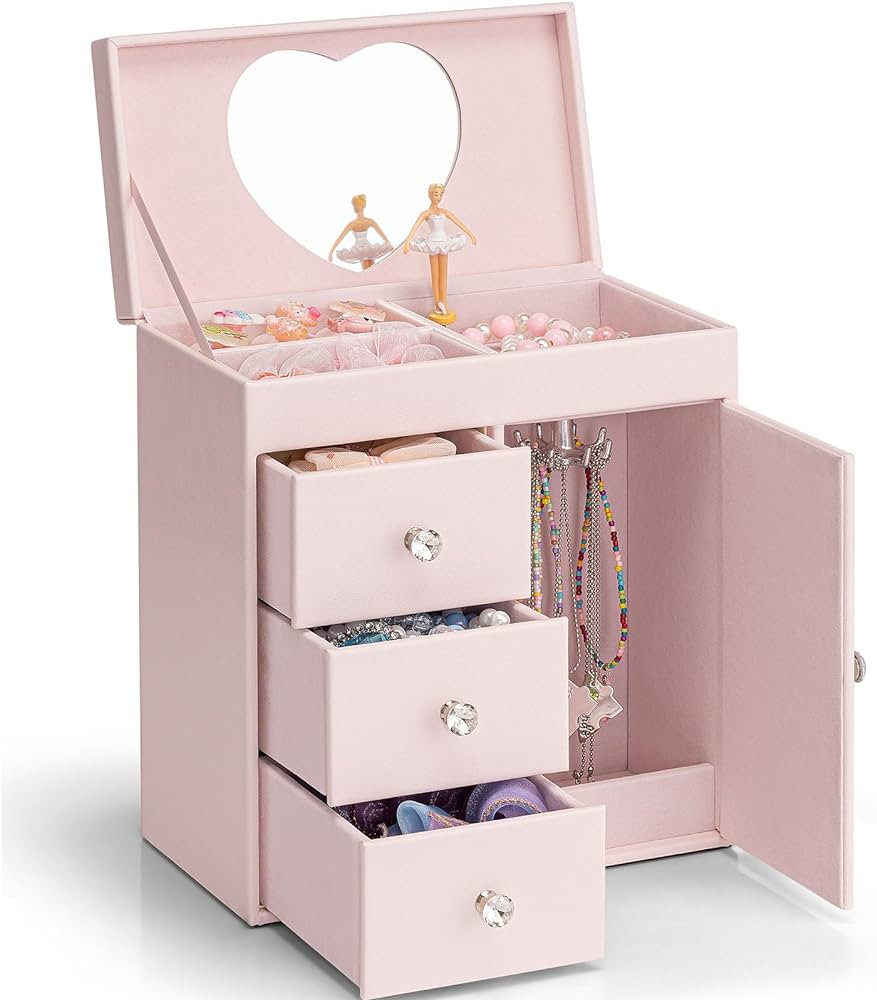 Vlando Musical Jewelry Box for Girls, Large Kid Music Box with Ballerina for Birthday Bedroom Dec... | Amazon (US)