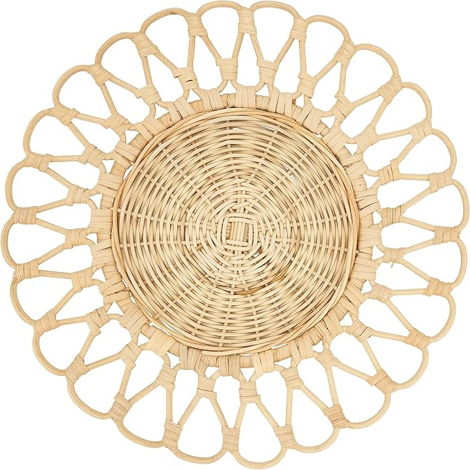 SARO LIFESTYLE Bandung Collection Cutwork Design Rattan Placemats (Set of 4), 15", Natural | Amazon (US)