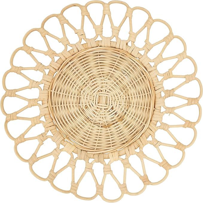 SARO LIFESTYLE Bandung Collection Cutwork Design Rattan Placemats (Set of 4), 15", Natural | Amazon (US)