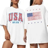 KimSoong USA Shirt American Flag Shirts Women Oversized 250 Years Patriotic T-Shirts Casual Ameri... | Walmart (US)