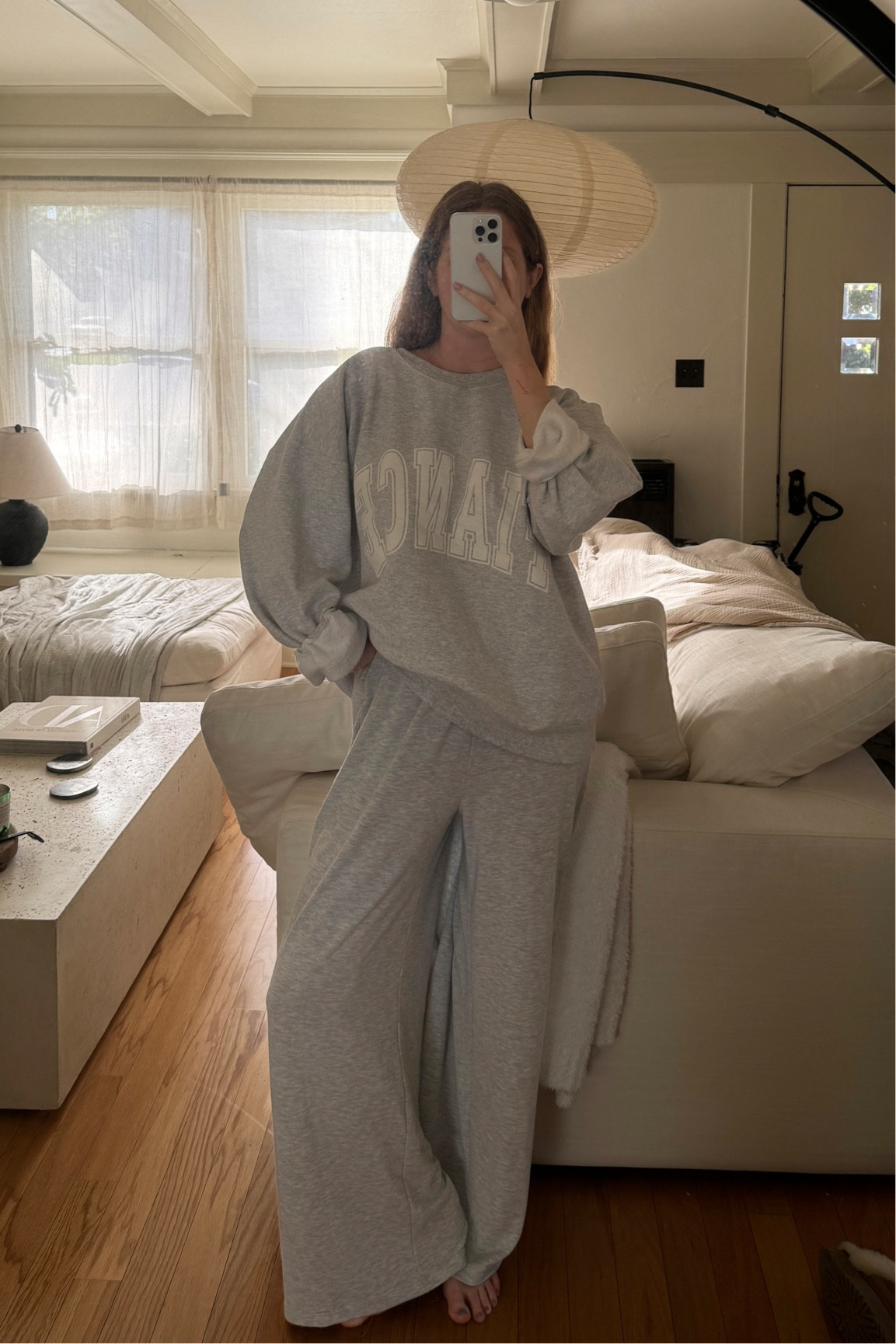 The “Fiancé” sweatshirt from The Bar, paired with my favorite grey Abercrombie sweat pants!! Perfect for any bride to be or bachelorette 