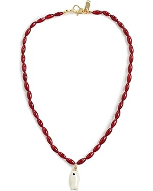 Women's Red Beaded Fish Necklace | Amazon (US)