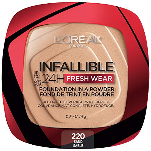 L'Oreal Paris Makeup Infallible Fresh Wear Foundation in a Powder, Up to 24H Wear, Waterproof, Sand, 0.31 oz. (Packaging May Vary) | Amazon (US)