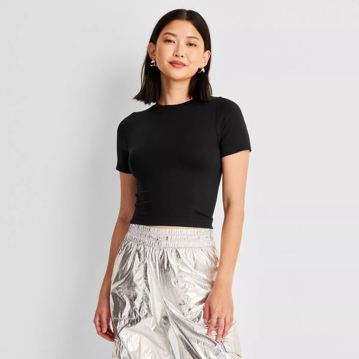Women's Seamless Jersey T-Shirt - A New Day™ Black M | Target