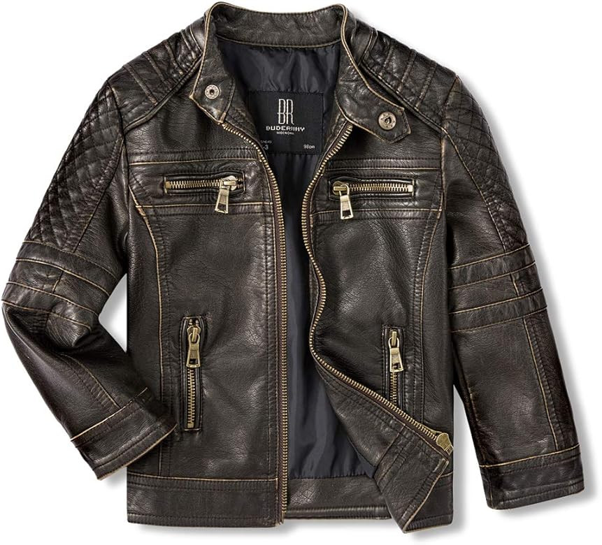 BUDERMMY Jackets for Boys Faux Leather Toddler Girls Motorcycle Jackets Kids Coats Waterproof and... | Amazon (US)