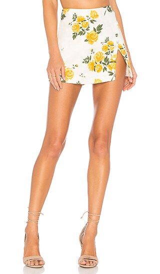 L'Academie The Jean Skort in Yellow Rose | Revolve Clothing (Global)