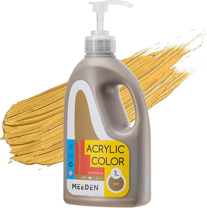 MEEDEN Metallic Gold Acrylic Paint: 1 L /33.8 oz Liquid Paint with Pump Lid - Gold Art Paints for... | Amazon (US)