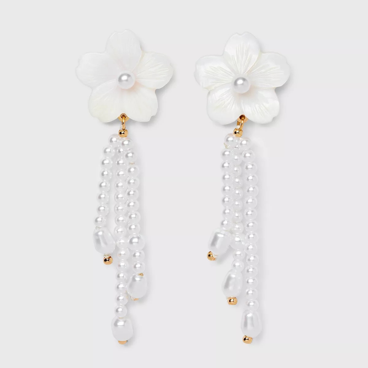 Shell Flower Earrings with Acrylic Pearl Tassel - Wild Fable™ White | Target