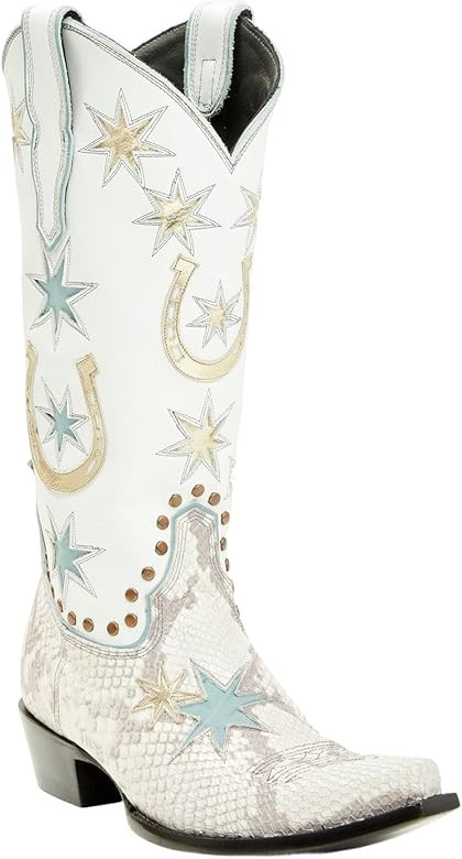 Old Gringo Women's Lucky Star Exotic Python Tall Western Boot Snip Toe White 7 1/2 M US | Amazon (US)