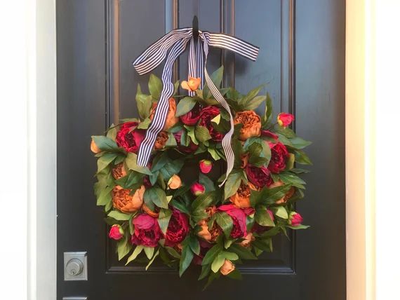 Fall Door Wreath, BEST SELLER Peony Wreath, Autumn front Door Wreaths, Holiday Wreaths for Decora... | Etsy (US)
