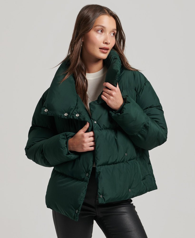 Womens - Short Puffer Coat in Green | Superdry | Superdry (UK)