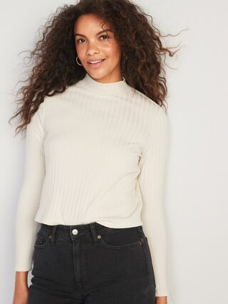 Cropped Rib-Knit Mock-Neck Sweater for Women | Old Navy (CA)