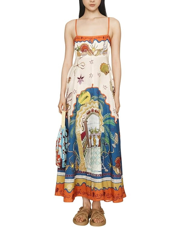 TOOPYNOI Women's Summer Spaghetti Strap Boho Sundress 2025 Square Neck Smocked Casual Flowy Swing... | Amazon (US)