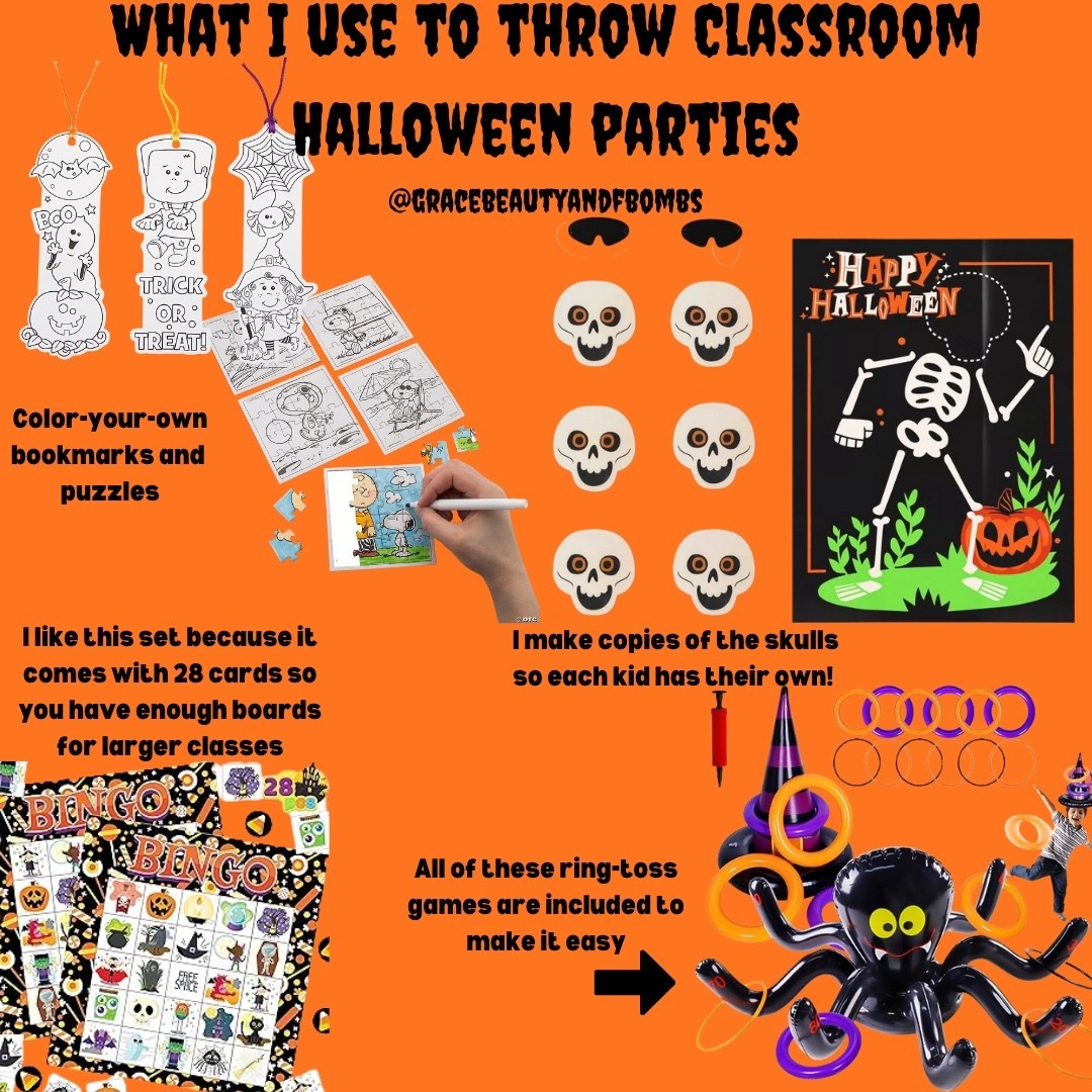 Everything you need for a classroom Halloween party!
I like to have two crafts and three games so that you can have five rotations of 5-6 kids per station!


#halloweenparties #classromhalloweenparties

#LTKKids #LTKParties #LTKHalloween