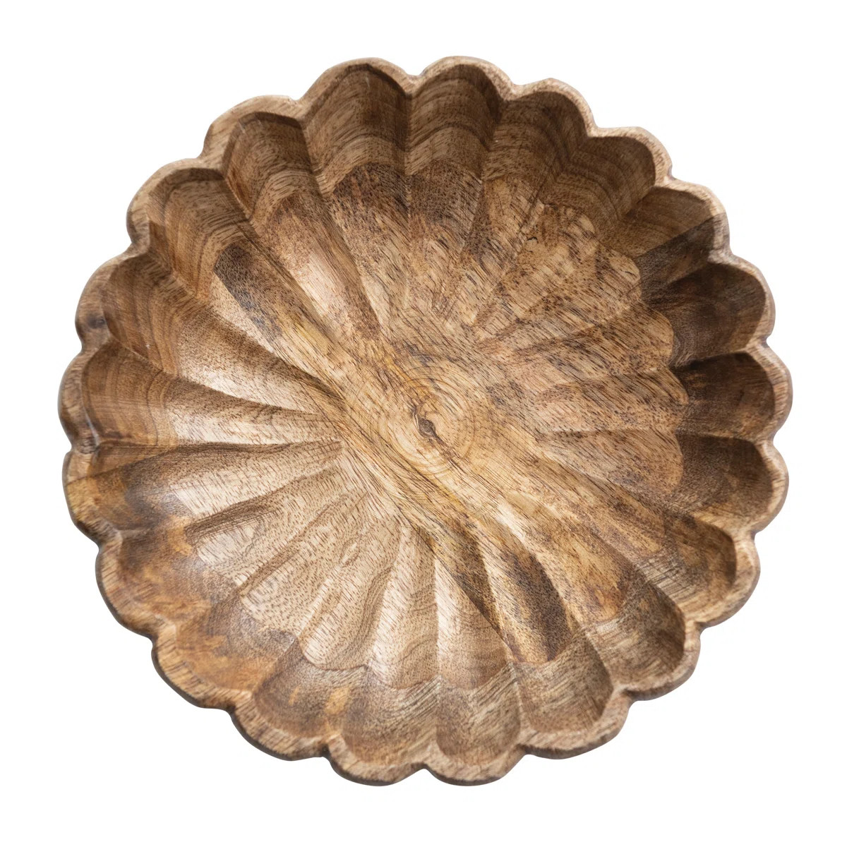 Formentera Boho Carved Wood Bowl With Scalloped Edge | Wayfair North America