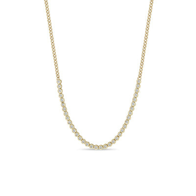 ZOË CHICCO 14k Small Diamond Bezel Tennis Segment Extra Small Curb Chain Necklace - 14k Small Diamond Bezel Tennis Segment Extra Small Curb Chain Necklace | Shop.app