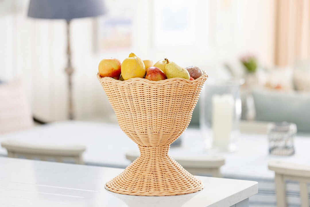 Rattan Scalloped Fruit Bowl - Etsy UK | Etsy (US)
