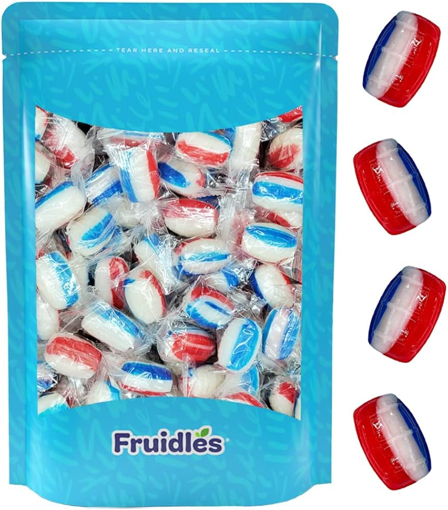 Patriotic Striped Cherry Barrels, USA Patriotic Red, White & Blue, Hard Candy Treats, Kosher Cert... | Amazon (US)