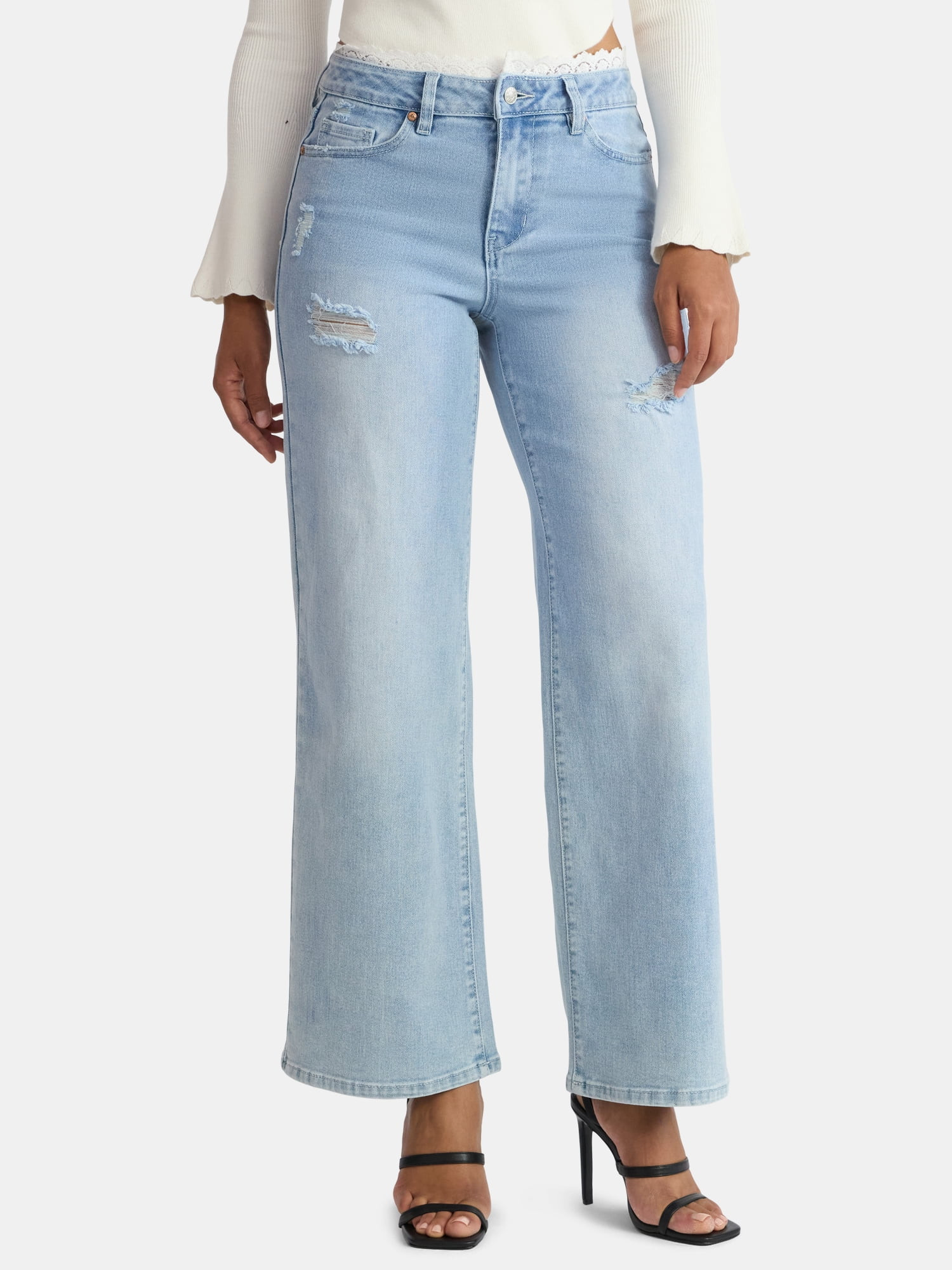 Madden NYC Women's Lace Waist Jeans, 32" Inseam, Sizes 00-18 | Walmart (US)