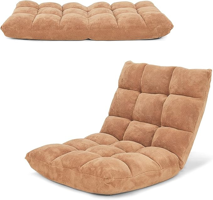 COSTWAY Floor Chair, Video Gaming Chairs with Back Support, Adjustable 14-Position, Alloy Steel F... | Amazon (US)