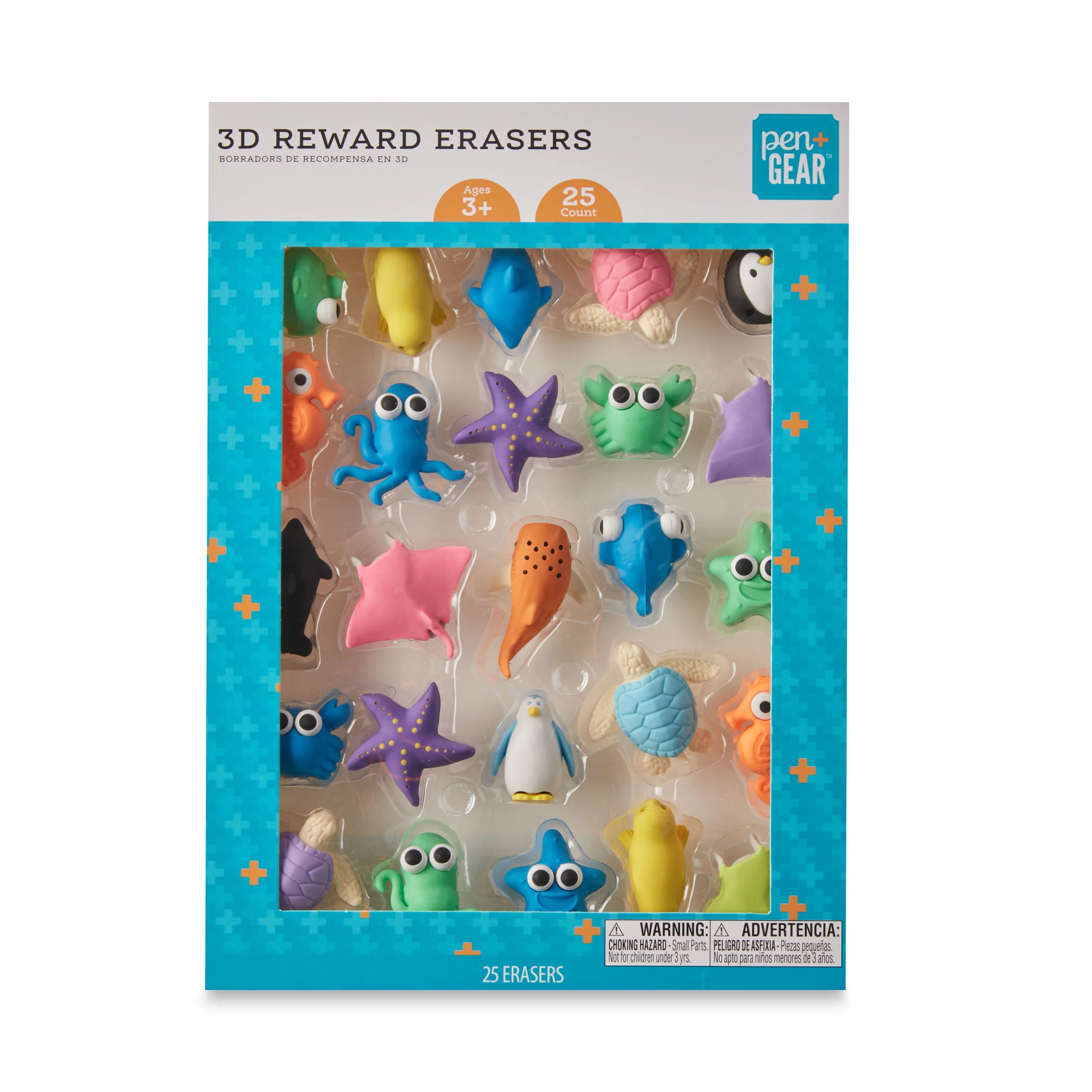 Pen+Gear 3D Reward Erasers, Sea Creatures, 25 Count, Multicolor - Walmart.com | Walmart (US)