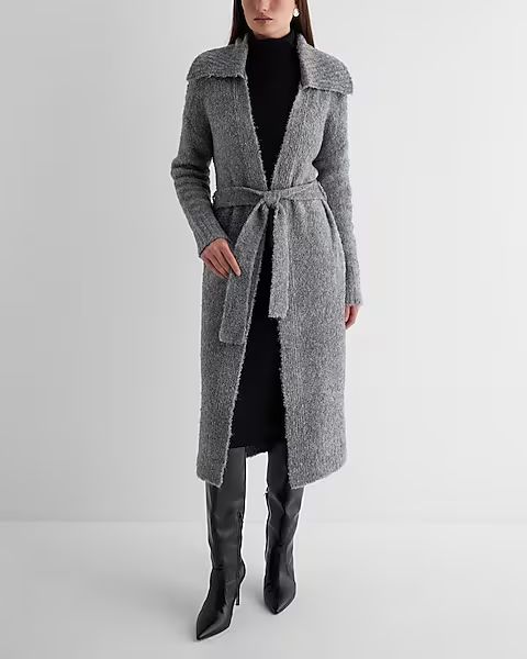 Boucle Oversized Collar Belted Duster Cardigan | Express (Pmt Risk)