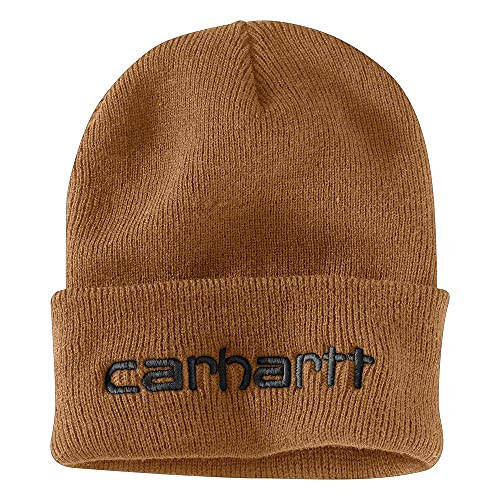 Carhartt mens Knit Insulated Logo Graphic Cuffed Beanie Cold Weather Hat, Carhartt Brown, One Size US | Amazon (US)
