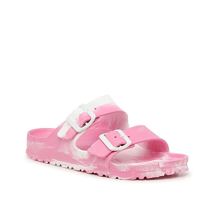 Birkenstock Arizona Essentials Slide Sandal | Women's | Pink/White Tie Dye Print | Size EU 37 / US Womens 6-6.5 / Mens 4-4.5 | Sandals | Footbed | DSW